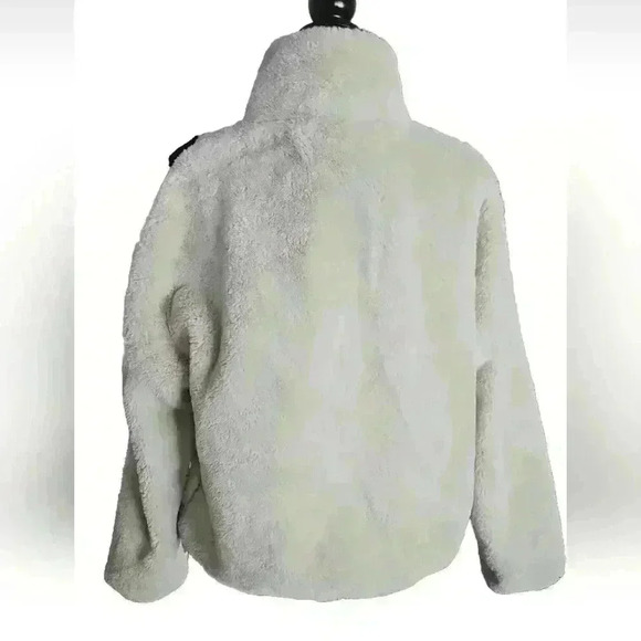 Nike Essentials Women's Off White Faux Fur Plush Large Logo Full Zip Jacket S - Picture 4 of 15